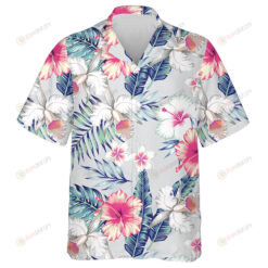 Tropic Exotic Hibiscus Flowers Orchid Plumeria Flower Pattern Hawaiian Shirt