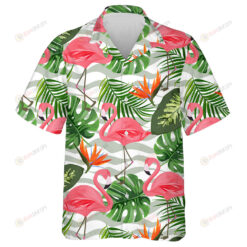 Tropical Background With Exotic Plants And Flamingo Hawaiian Shirt