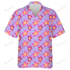 Tropical Blue Turtles And Bubbles On A Dark Blue Hawaiian Shirt