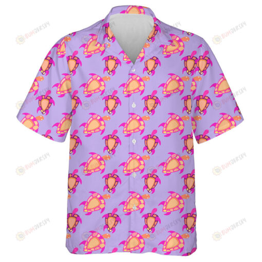 Tropical Blue Turtles And Bubbles On A Dark Blue Hawaiian Shirt