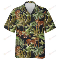 Tropical Exotic Trees And Wild Leopard Hawaiian Shirt