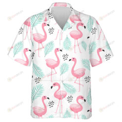 Tropical Flamingo Leaves And Black Dots Hawaiian Shirt