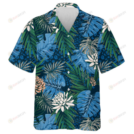 Tropical Leaf With Leopard Jungle Background Hawaiian Shirt