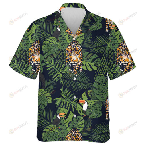 Tropical Leaves With Toucan And Leopard Background Hawaiian Shirt