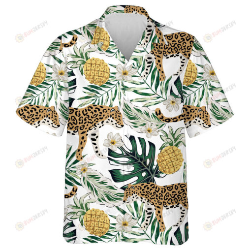 Tropical Leopard Animals With Pineapple Fruit Hawaiian Shirt