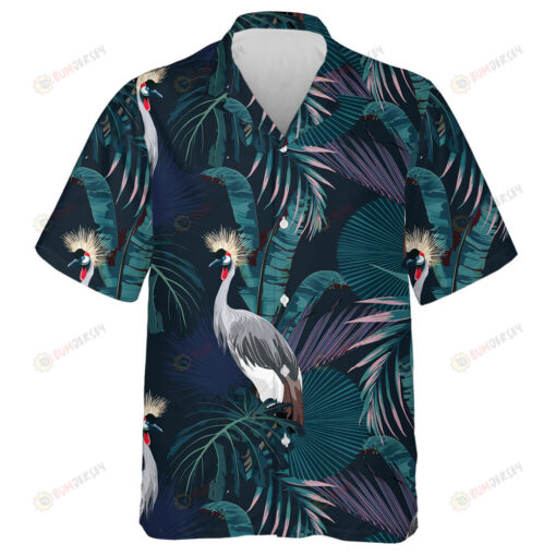 Tropical Night Wild With Birds And Tropical Tree Hawaiian Shirt