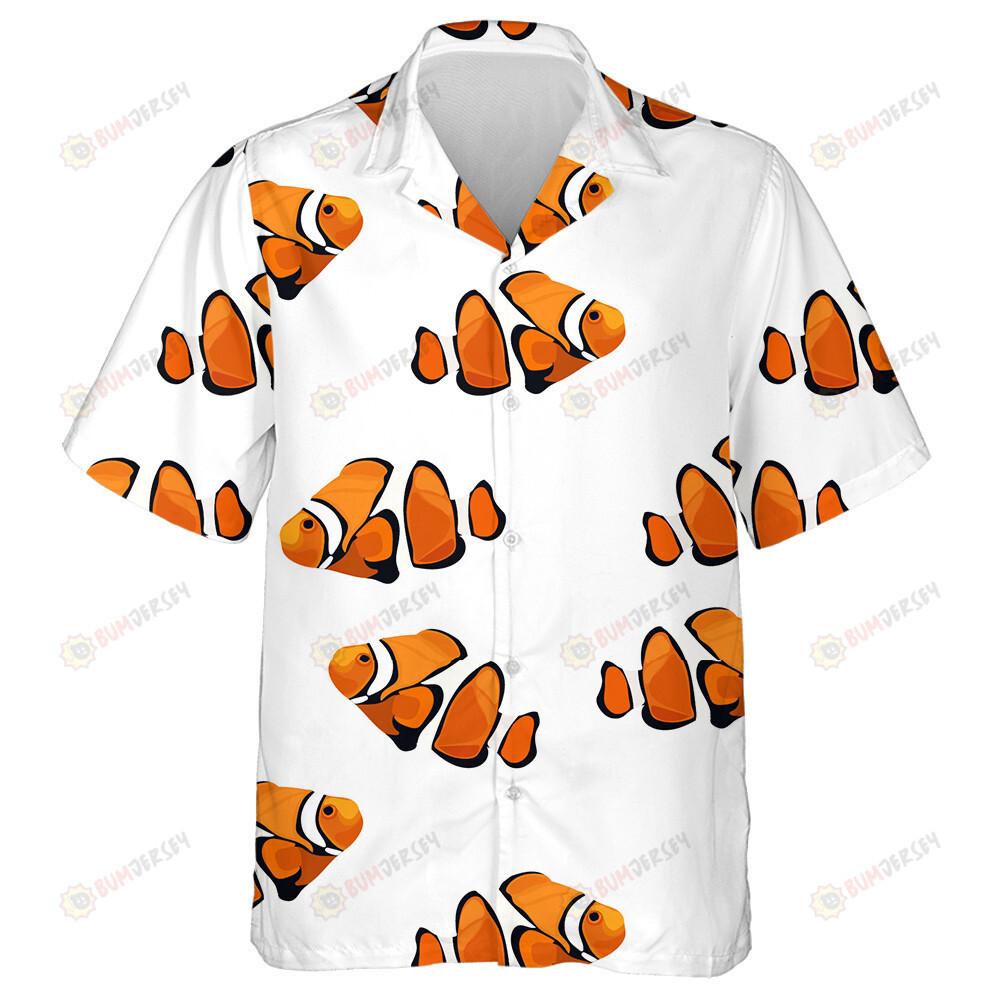 Tropical Reef Clown Fish In The Sea Watercolor Art Design Hawaiian Shirt
