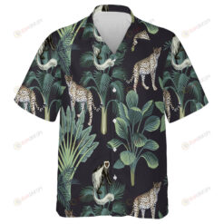 Tropical Vintage Monkey Leopard And Banana Tree Hawaiian Shirt