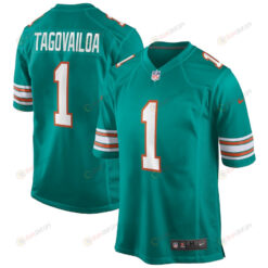 Tua Tagovailoa 1 Miami Dolphins Alternate Game Men Jersey - Aqua