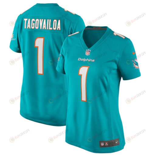 Tua Tagovailoa 1 Miami Dolphins Game Women Jersey - Aqua