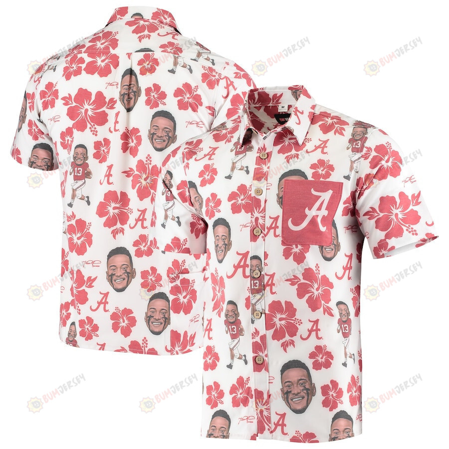 Tua Tagovailoa Alabama Crimson Tide Crimson Tri-Blend Button-Up Hawaiian Shirt