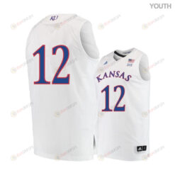 Tucker Vang 12 Kansas Jayhawks Basketball Youth Jersey - White