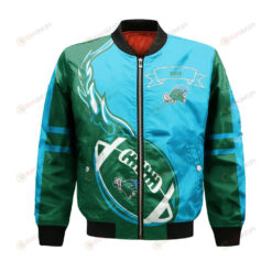 Tulane Green Wave Bomber Jacket 3D Printed Flame Ball Pattern