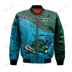 Tulane Green Wave Bomber Jacket 3D Printed Grunge Polynesian Tattoo