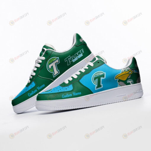 Tulane Green Wave Mascot Logo Pattern Custom Name Air Force 1 Printed