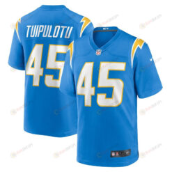 Tuli Tuipulotu 45 Los Angeles Chargers Team Game Jersey - Powder Blue