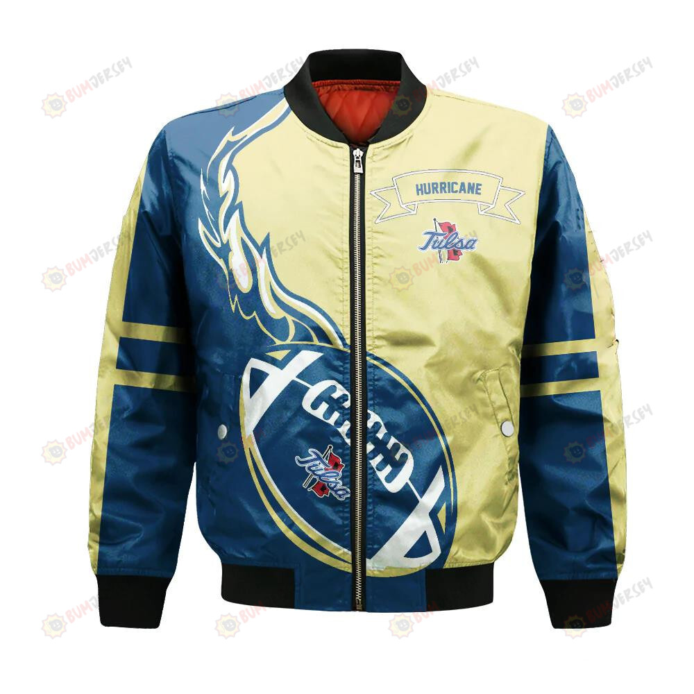 Tulsa Golden Hurricane Bomber Jacket 3D Printed Flame Ball Pattern