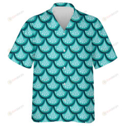 Turquoise Shiny Dragon Scale Brilliant Background Hawaiian Shirt