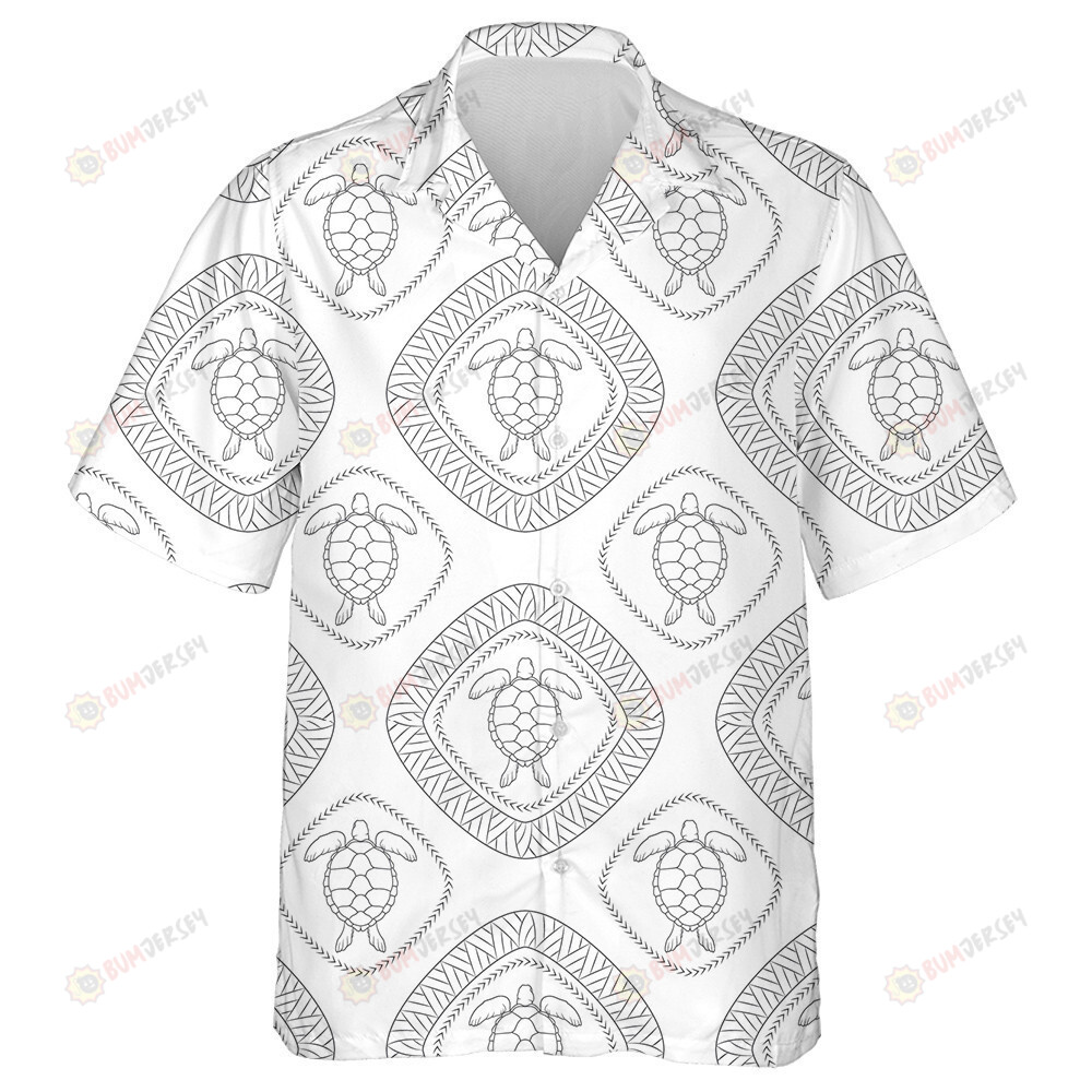 Turtle And Polynesian Symbols Sea Batik Theme Hawaiian Shirt