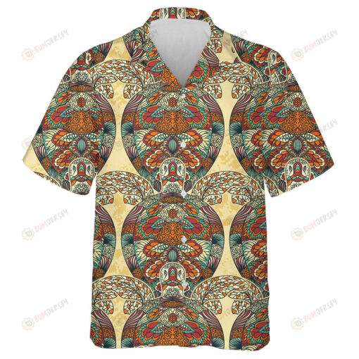 Turtle Decorated With Oriental Ornaments Vintage Colorful Hawaiian Shirt