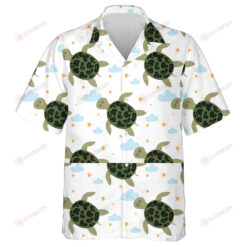 Turtle In Sketch Style On Light Blue Background Hawaiian Shirt