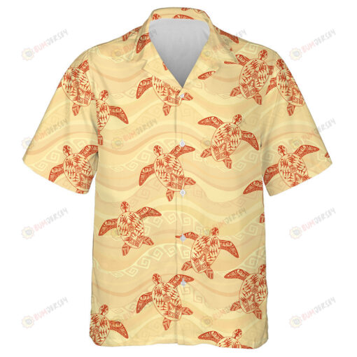 Turtle Retro Art Style With Green Crystal Jewelry Hawaiian Shirt