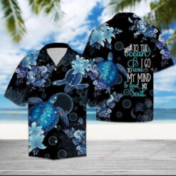 Turtle Sea Night Flower Pattern Hawaiian Shirt