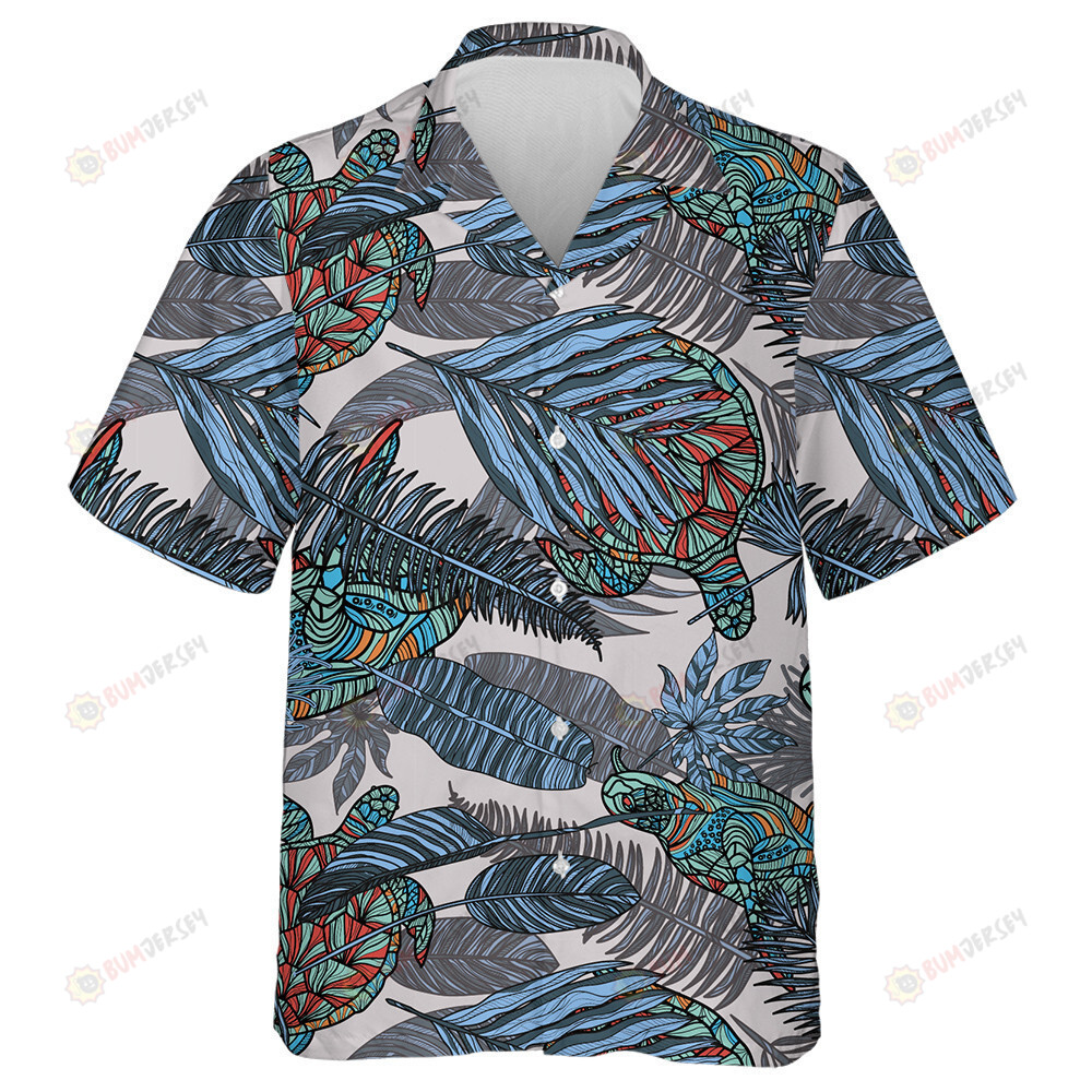 Turtles Animal Waves On White Background Hawaiian Shirt