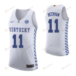 Twany Beckham 11 Kentucky Wildcats Elite Basketball Road Men Jersey - White
