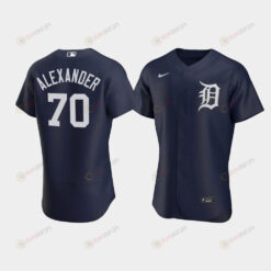 Tyler Alexander 70 Detroit Tigers Team Logo Navy Alternate Jersey Jersey