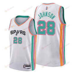 Tyler Johnson 28 San Antonio Spurs 2022 City Edition White Jersey 75th Diamond - Men Jersey