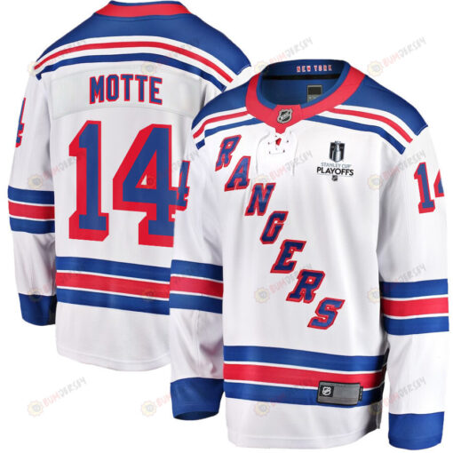 Tyler Motte 14 New York Rangers Stanley Cup 2023 Playoffs Patch Away Breakaway Men Jersey - White