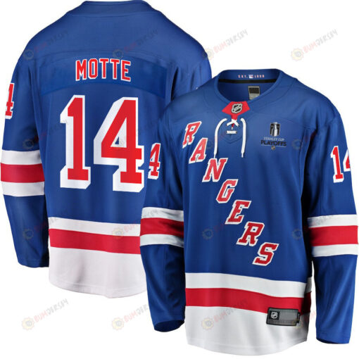 Tyler Motte 14 New York Rangers Stanley Cup 2023 Playoffs Patch Home Breakaway Men Jersey - Blue