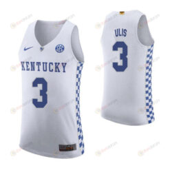 Tyler Ulis 3 Kentucky Wildcats Elite Basketball Road Men Jersey - White