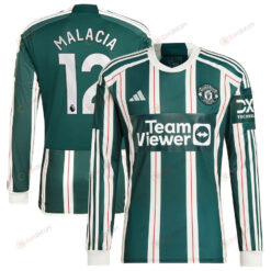 Tyrell Malacia 12 Manchester United 2023/24 Away Long Sleeve Men Jersey - Green