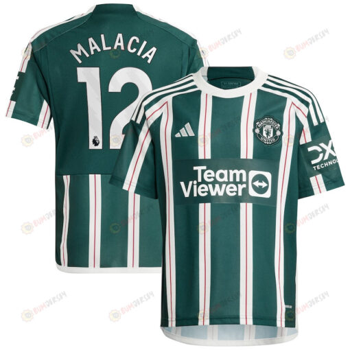 Tyrell Malacia 12 Manchester United 2023/24 Away Youth Jersey - Green