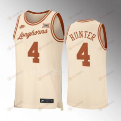 Tyrese Hunter 4 Texas Longhorns 2022-23 Retro Uniform Jersey Basketball Cream