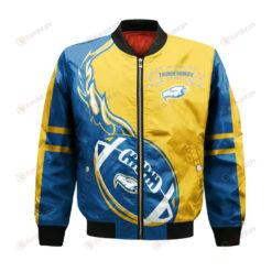 UBC Thunderbirds Bomber Jacket 3D Printed Flame Ball Pattern