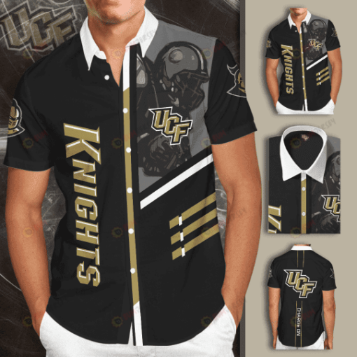 UCF Knights Charge Logo Curved Hawaiian Shirt In Black