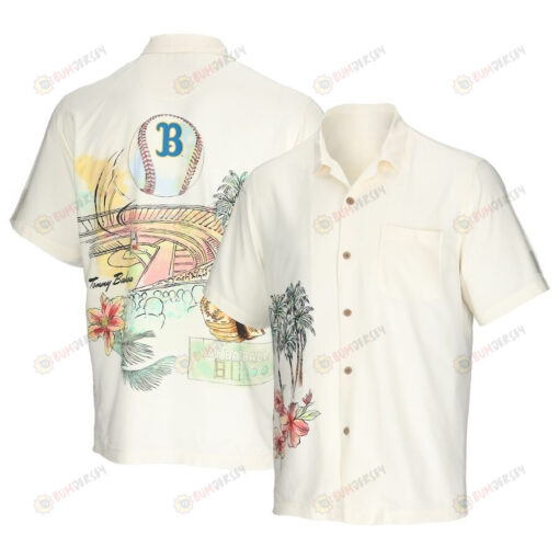 UCLA Bruins Paradise Fly Ball Camp Button-Up Cream 3D Hawaiian Shirt SH1