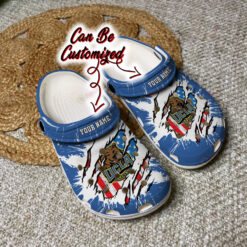 UCLA Bruins University Ripped American Flag Custom Name Crocband Clog Comfortable Water Shoes - AOP Clog