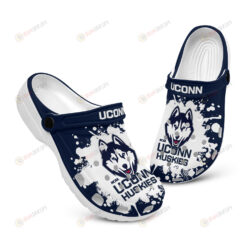 UConn Huskies Team Logo Crocband Clog Comfortable Water Shoes - White/Navy