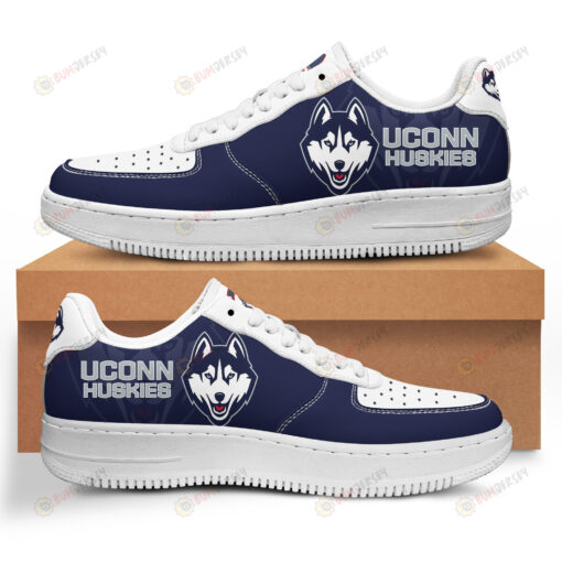 UConn Huskies Team Logo Pattern Air Force 1 Printed In White/Navy