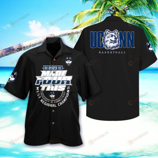 UConn Huskies Uconn Huskies NCAA Champions 2023 Made Four This Hawaiian Shirt SH1 - Black