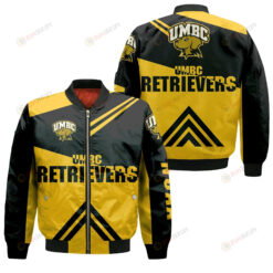 UMBC RetrieversBasketball Bomber Jacket 3D Printed - Stripes Cross Shoulders