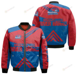 UMass Lowell River Hawks Basketball Bomber Jacket 3D Printed - Stripes Cross Shoulders