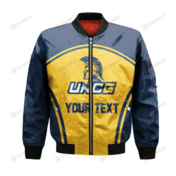 UNC Greensboro Spartans Bomber Jacket 3D Printed Custom Text And Number Curve Style Sport