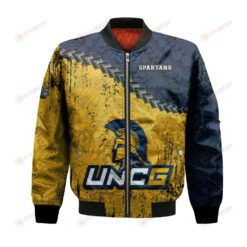 UNC Greensboro Spartans Bomber Jacket 3D Printed Grunge Polynesian Tattoo