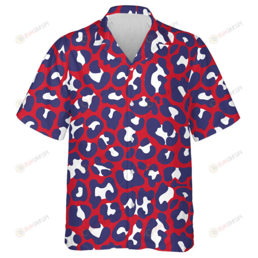 USA Colors Patriotic Leopard Skin Pattern Hawaiian Shirt