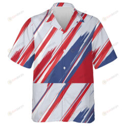 USA Flag Colors Stripes Pattern With Hand Painted Brush Strokes Hawaiian Shirt